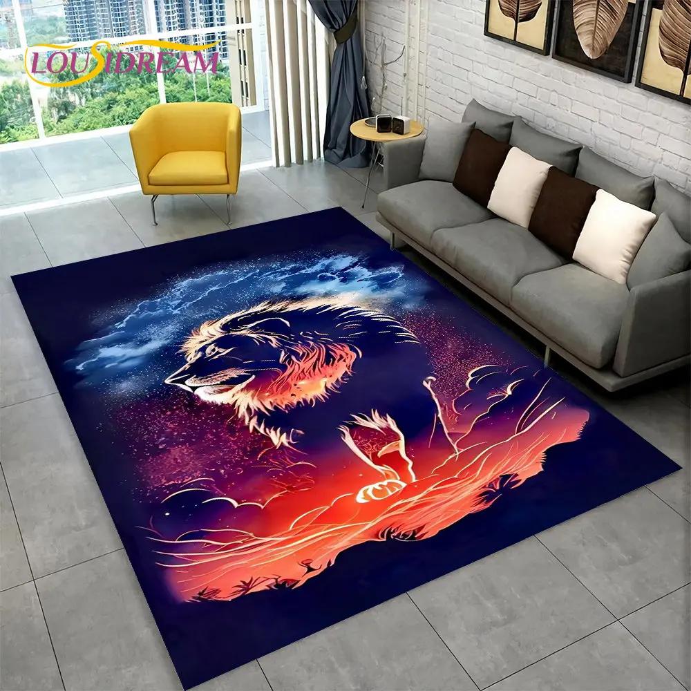 Novo tapete grande de área de animal de leão de sonho 3D, tapete de carpete para sala de estar, quarto, sofá, capacho de decoração, tapete de chão antiderrapante para brincadeira de criança