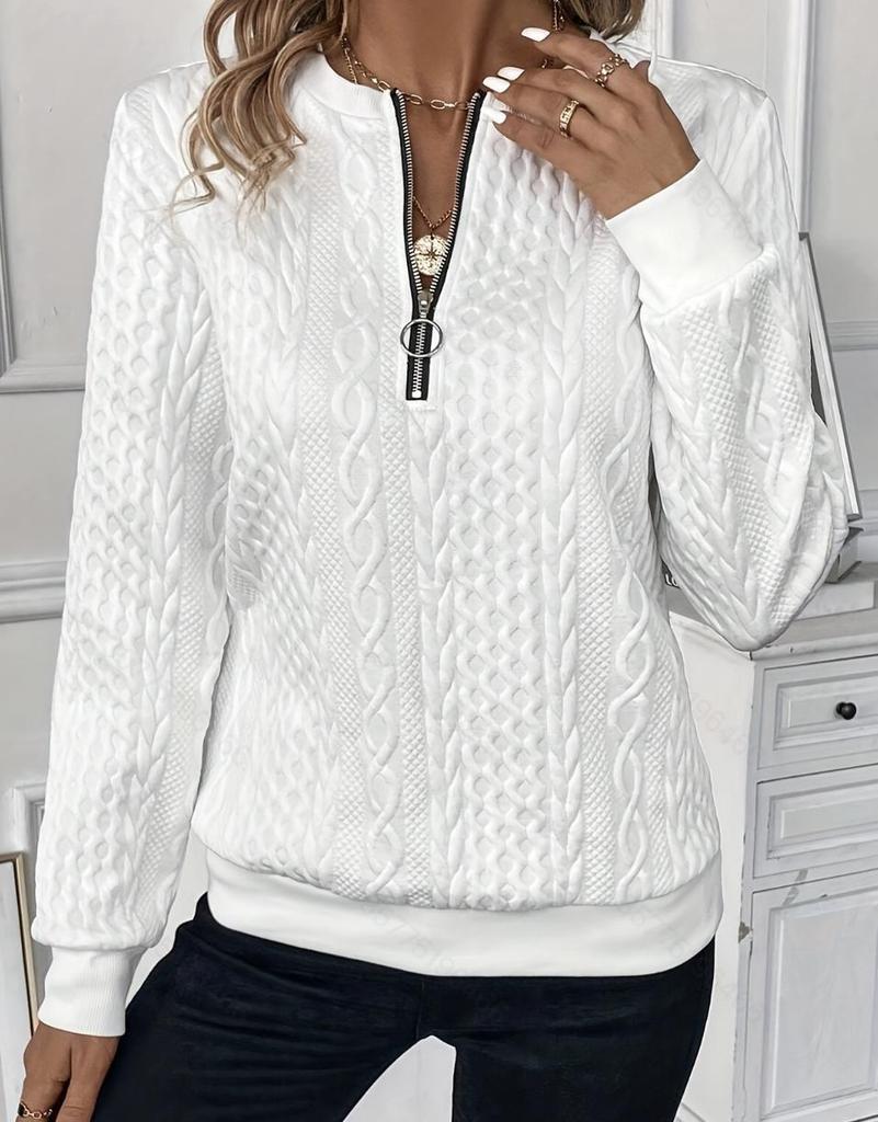 Women's Autumn/Winter Quilted Zip-Up Casual Sweatshirt, 2026 European & American Style