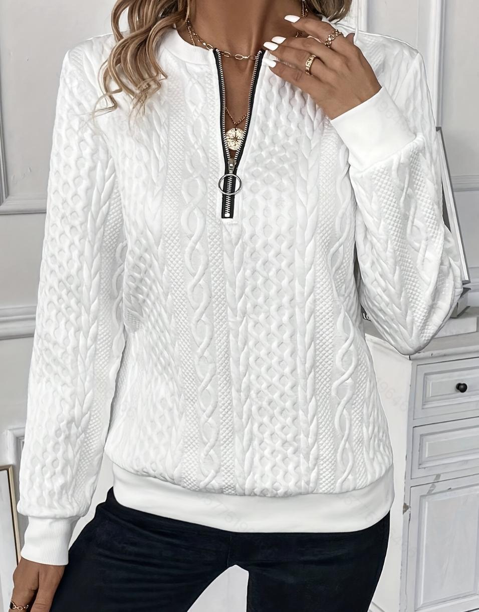 Women s Autumn/Winter Quilted Zip-Up Casual Sweatshirt, 2026 European & American Style S