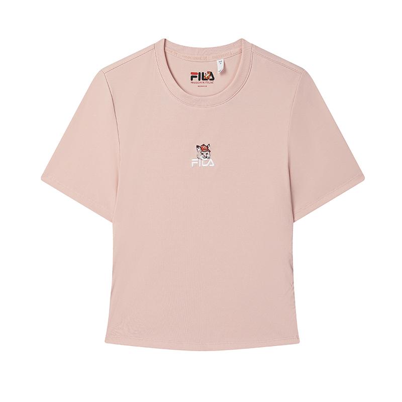Fila Original Dopamine Fashion Trendy Comfortable Simple Foxy Girl T-Shirt Knitted Short Sleeve Women Tops Rose-Deep-Pink F11W529120FPK