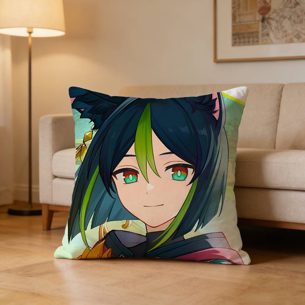 T-Tighnari G-Genshin Impact Pillow Case Pattern Printed Pillowcase For Living Room Sofa Cushion Cover