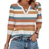 Women's Fashion Casual 3/4 Sleeve Print Shirt Women's V-Neck Tops