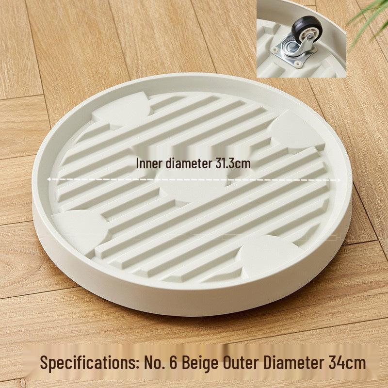 Round Movable Flower Pot Tray with Hidden Wheels and Breathable Bottom for Silent Plant Care