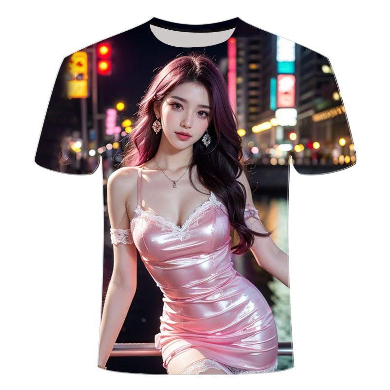 

Футболка с короткими рукавами, напечатанная на 3D-принтере, популярная персонализированная и модная, темпераментная, женская серия, с короткими рукавами, унисекс XL