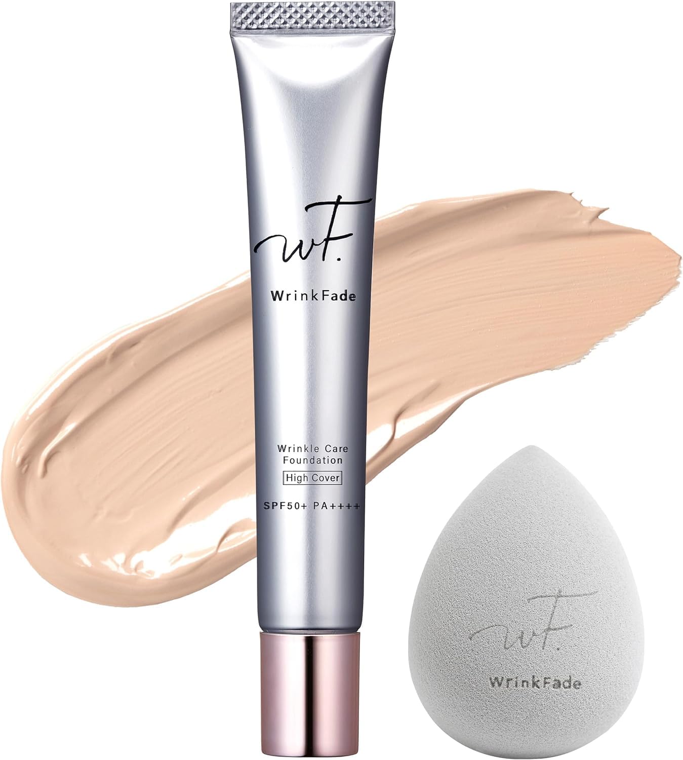 

WrinkFade Link Fade Medicated high cover foundation 20g cream foundation makeup base base pore hiding bb cream [With puff] бежевий