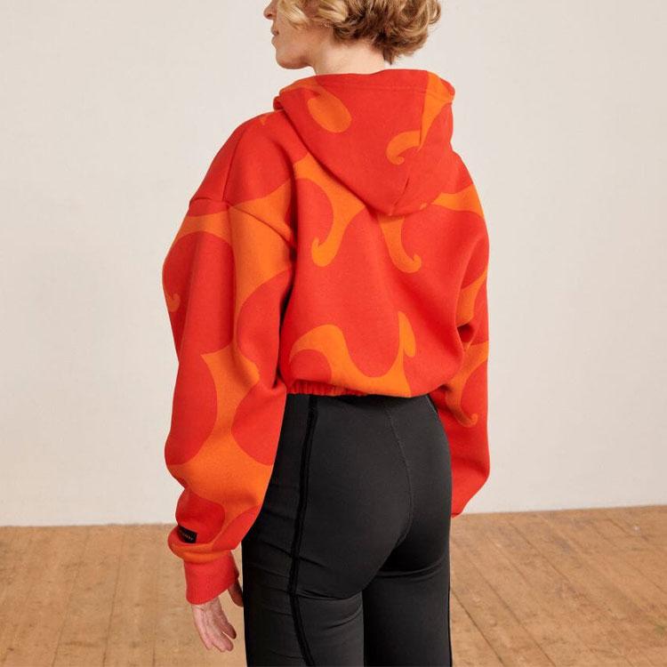 Adidas X Marimekko Patterned Hoodie With Drawstrings Women Hoodie Orange HJ7306