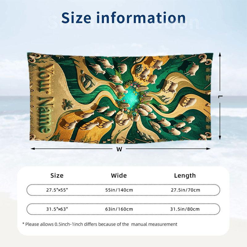 Adventure Journey Theme Beach Towel Personalized Custom Name & Text Soft Quick Dry Beach Towel for Swimming Travel
