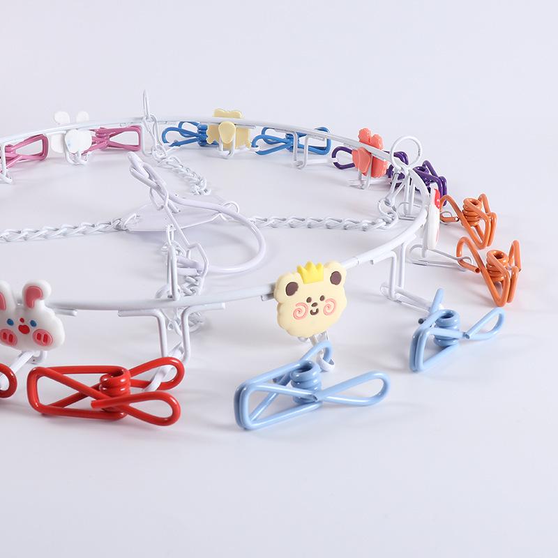 Colorful Rainbow Clothes Drying Rack with Multi-Clips - Windproof, Round, Ideal for Dorms, Balconies, Socks, and Children's Clothing