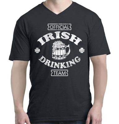 Official Irish Drinking Team Wht Women/'s V-Neck T-shirt Saint Patricks Day Tee