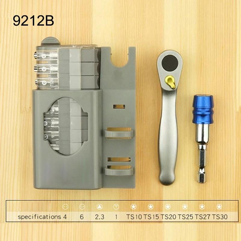 Multi-Functional Mini Ratchet Wrench Screwdriver Bit Set with Slotted & Phillips Tips for DIY Workshop Woodworking