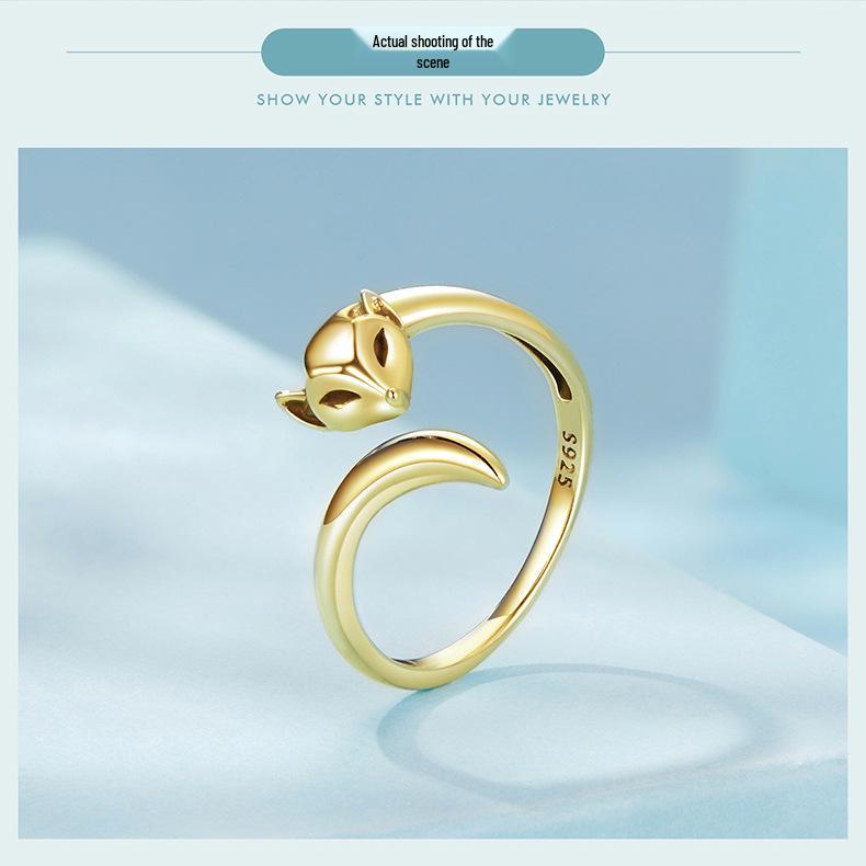 Everle Sly Fox Adjustable Sterling Silver Ring for Women