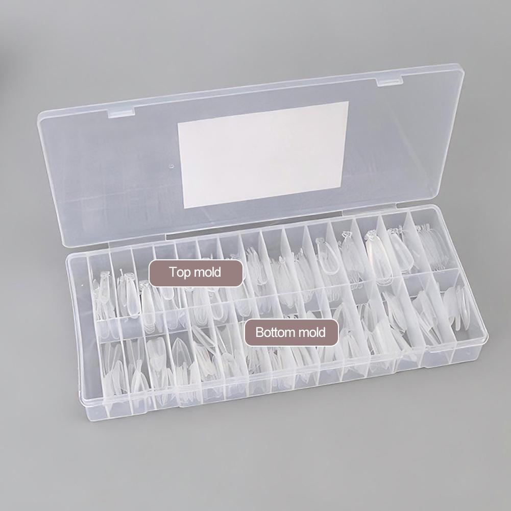 Sandwich Dual Nail Forms & Top Bottom Mold DIY Nail Art Extensions Clear Long Trapezoidal, Long Triangular, Elliptical Mold Nail