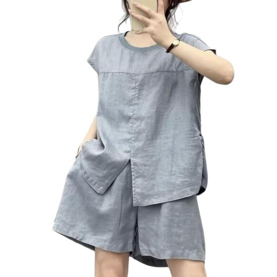 Yousheng Summer 2 Piece Sets for Women, Short Sleeve Crew Neck Top And Shorts Matching Set, Casual Loose Lounge Outfits
