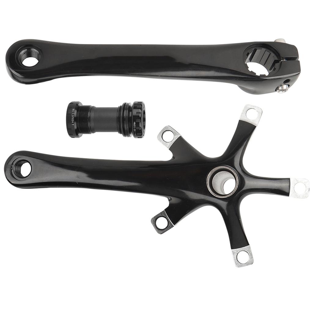 Aluminium Alloy Folding Bike Integrated Hollow Crank Left and Right Set Contains Middle Shaft ScrewBlack