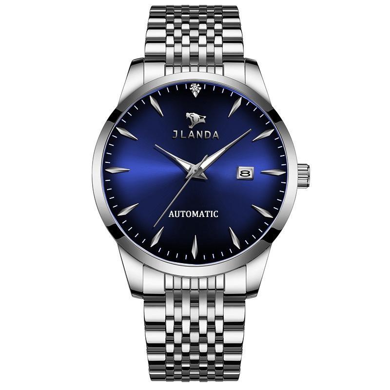 Automatic Self-Wind Men's Watch Luxury Business Dress Watches with Date Display Steel Bracelet Waterproof Luminous Hands