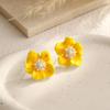 1PAIR Yellow Oil Dripping Begonia Flower Stud Earrings Are Popular, Fashionable, Fresh and Sweet Earrings, Unique and Beautiful Design Earrings.