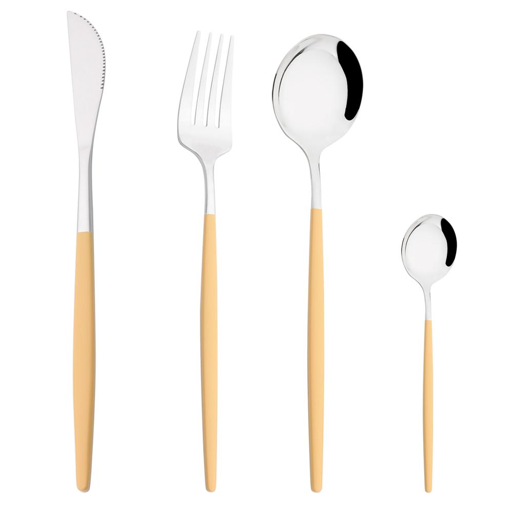 Western Purple Silver Tableware New Dinnerware Set 4Pcs Stainless Steel Kitchen Knife Fork Spoon Complete Cutlery Flatware Set