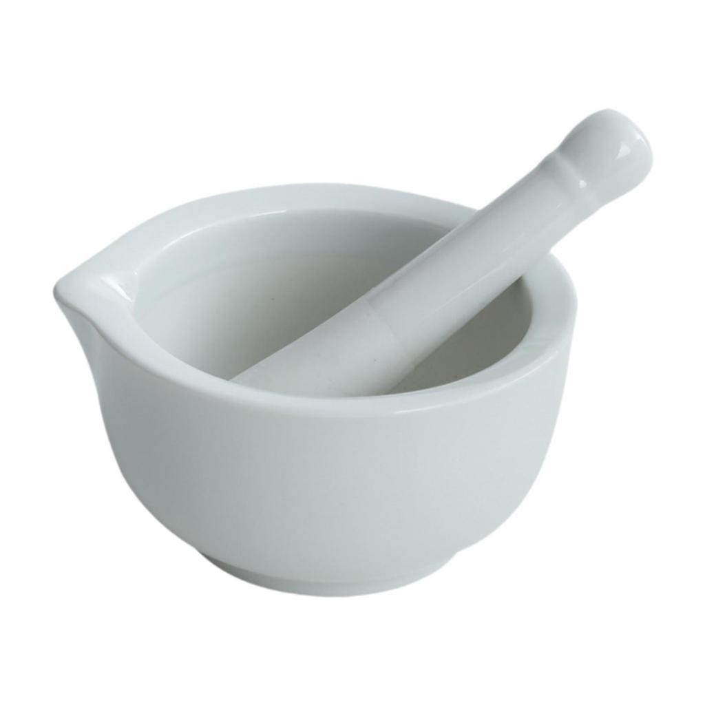 Pottery Grinding Bowl Manual Tool Sturdy Jar for Fruits Rice Garlic White