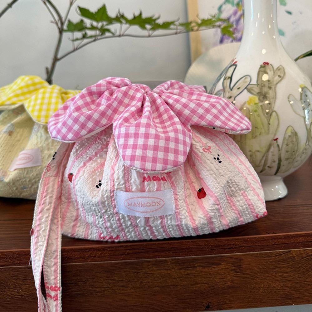 Printing Drawstring Bag Plaid Storage Bag New Bundle Pocket  Women Students