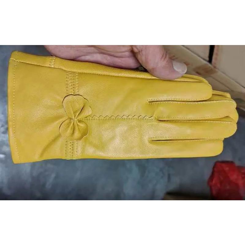 Ženy Zimní zateplené rukavice z pravé kůže Dámské Rukavice z pravé ovčí kůže Dívčí Móda pro řízení Dámské Luxusní Rukavice s vlněnou podšívkou