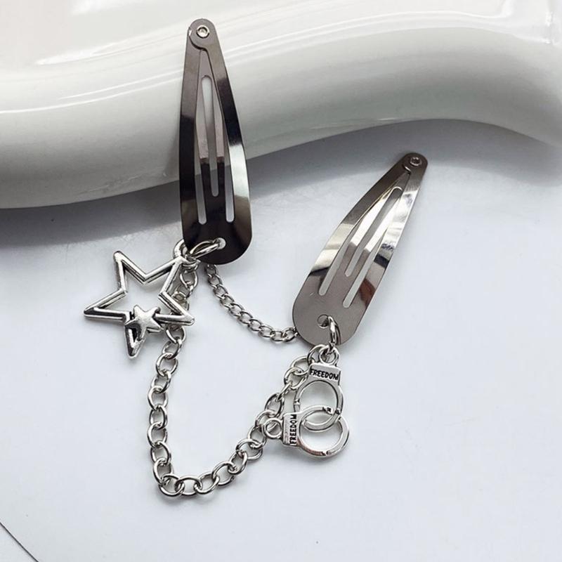 Gotyckie spinki do włosów dla kobiet Harajuku metalowe łańcuszki wsuwki do włosów dziewczęce punk motyle vintage akcesoria do włosów biżuteria Y2K