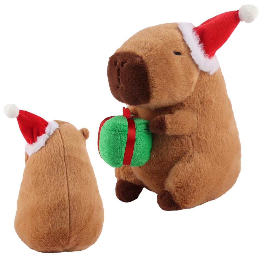 Kapibala Capybara Plush Toy Christmas Capibala Holding Gift Cute Exquisite Animal Stuffed Toy Christmas Tree House Xmas Decor