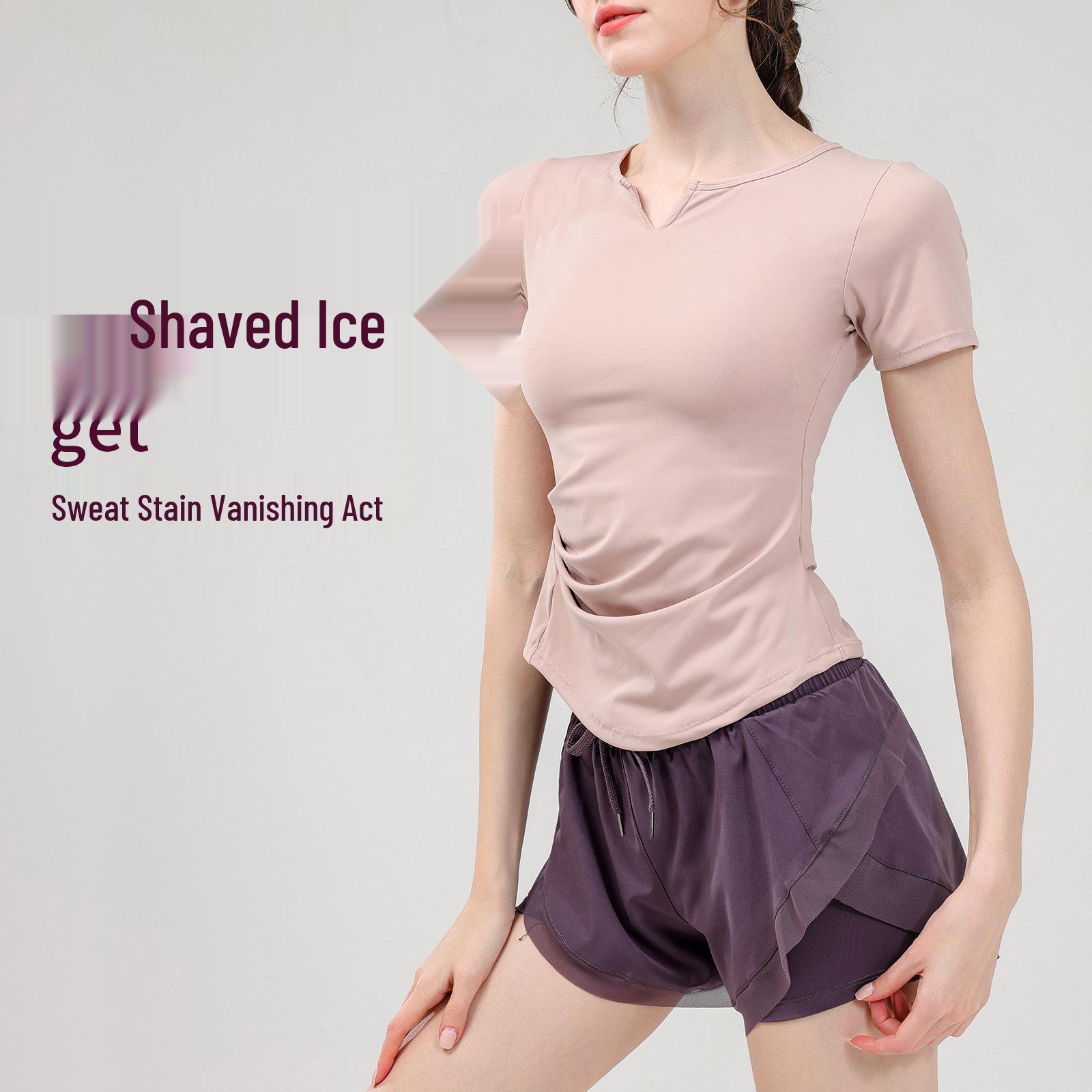 

Women s Summer Slim-Fit Quick-Dry Sportswear Set: Short Sleeve Top and Sexy Shorts for Morning Runs or High-End Yoga. Large