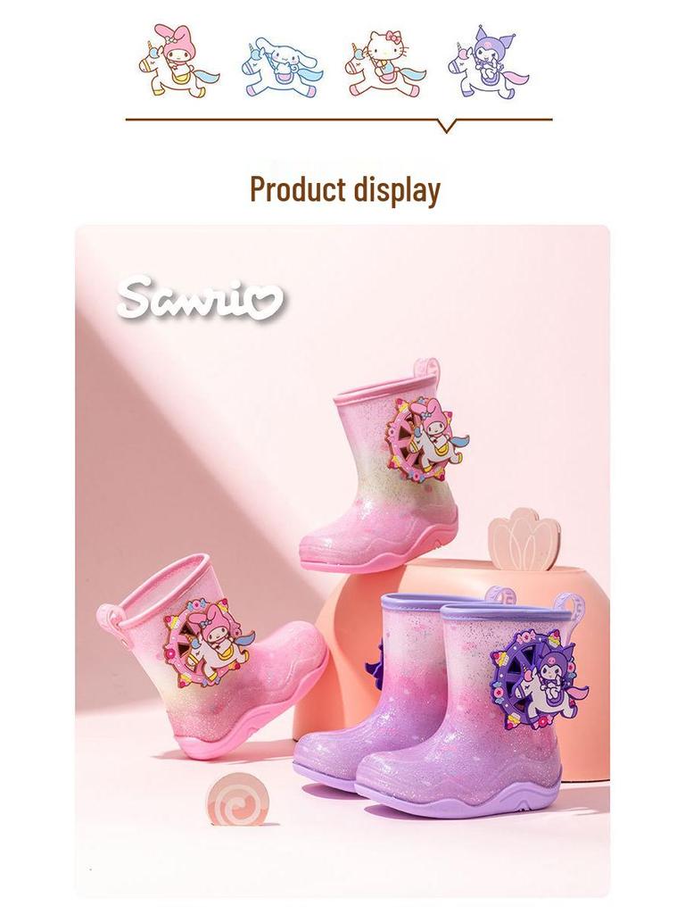 Sanrio Kids' Lightweight, Non-slip, Wear-resistant Cute Rain Boots for Girls and Toddlers