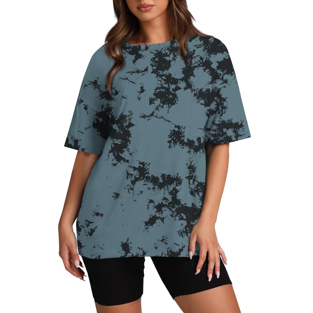 Women's Plus Size T-Shirt Summer Round Neck Short Sleeve Printed Basic Loose Top