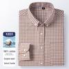 Men's Casual Business Enzyme Washed Plaid Oxford Shirt - Long Sleeve, High-End, for Spring and Autumn