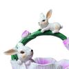 Bunny Figure Basket Resin Sculpture Candy Dish Rabbit Figurines for Home Decor