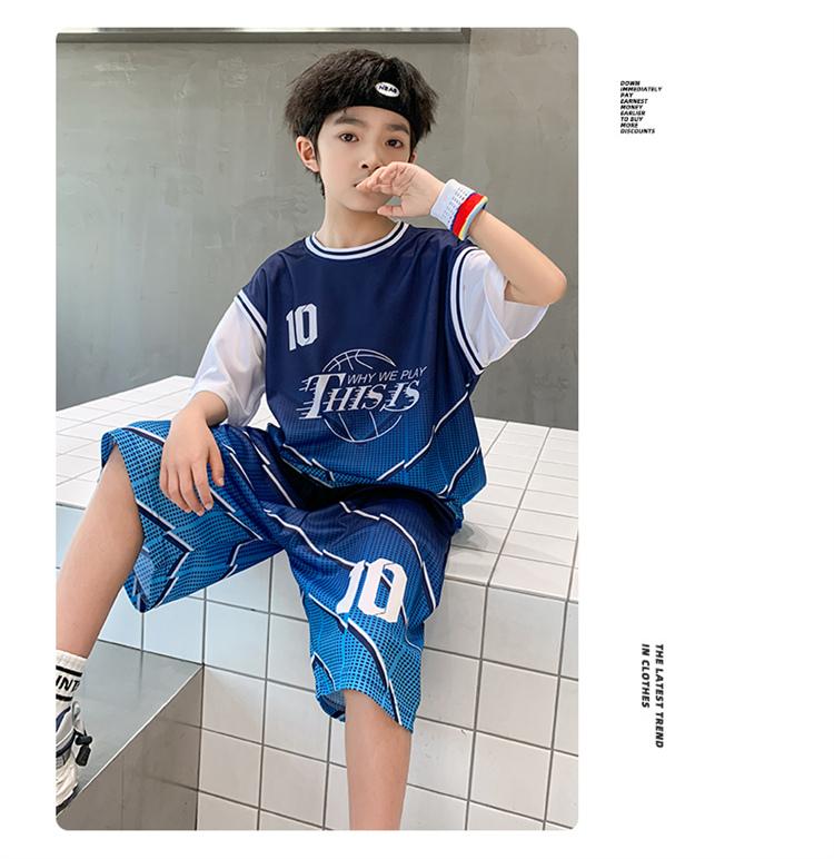 Boys' summer basketball suit set new 2026 mid to large children's summer short sleeved quick drying sports football suit trend