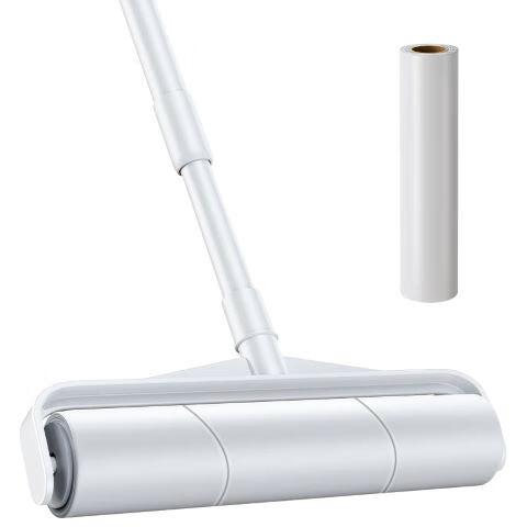 BIAZE Lint Roller 24cm with 2 Rolls, 120 Sheets, Extended Telescopic Handle, Carpet Dust Sofa Cat Hair Cleaner