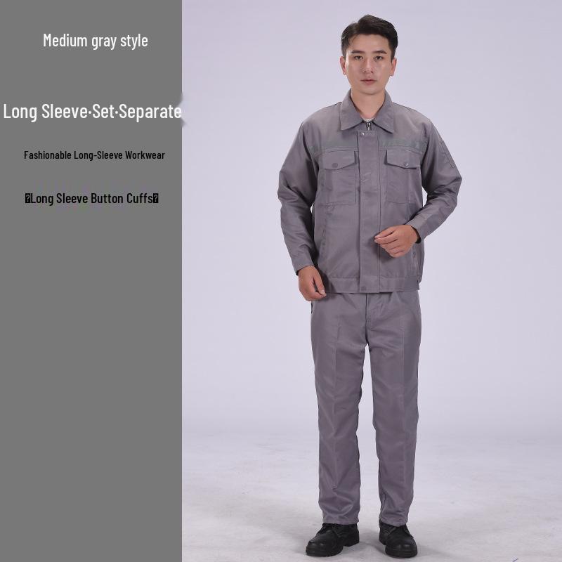 Men's Long Sleeve Workwear Set: Durable Labor Protection, Auto Repair & Site-Ready Uniform
