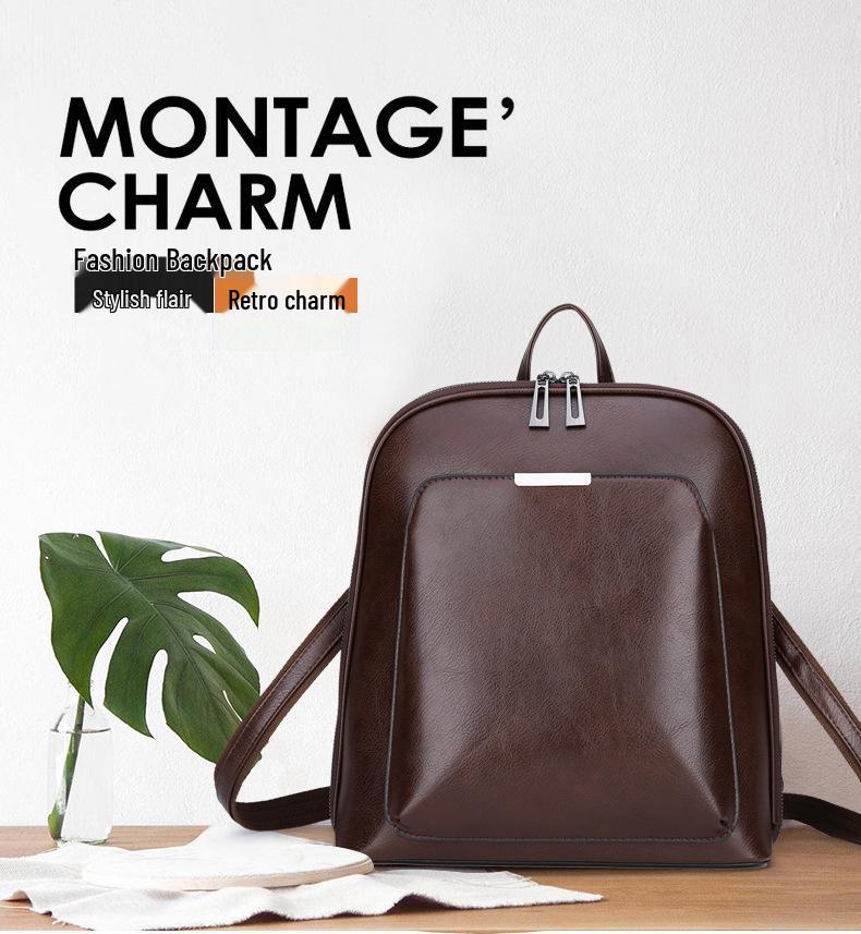 Stilvoller Damen College Rucksack & Umhängetasche in Unifarben - PU-Leder Casual Mode für Reisen & Studenten