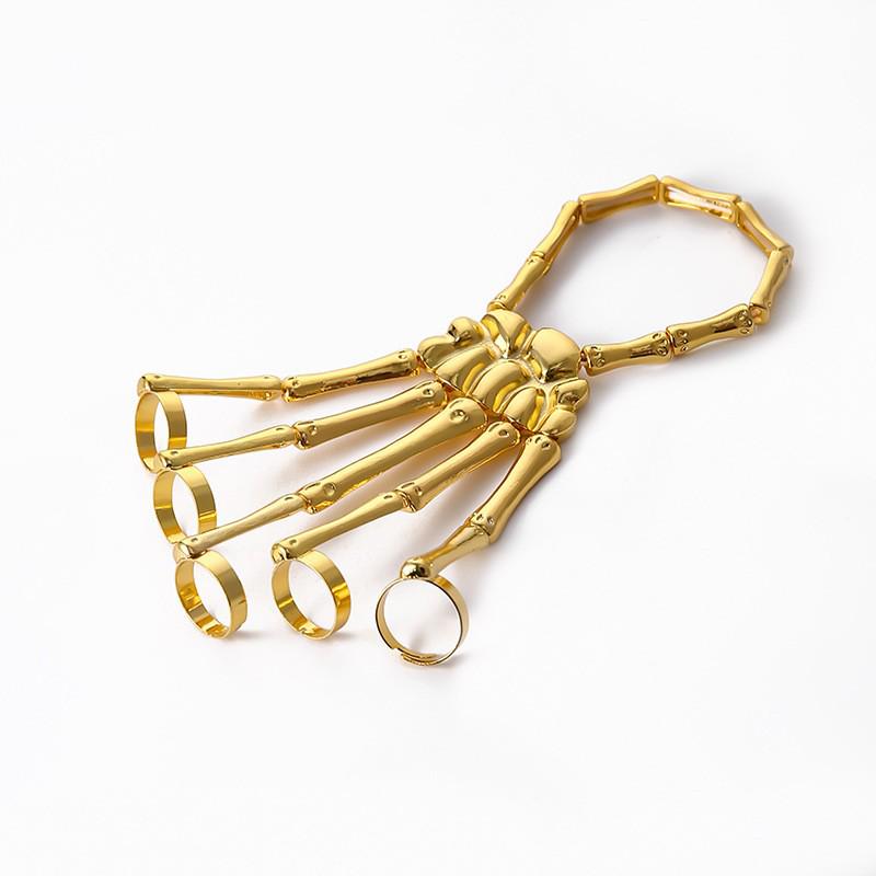 Brățară de deget craniu schelet metalic exagerat - Bijuterii de Halloween