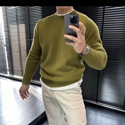 Men's Korean Style Round Neck Casual Sweater - Trendy, Versatile, Long Sleeve Pullover