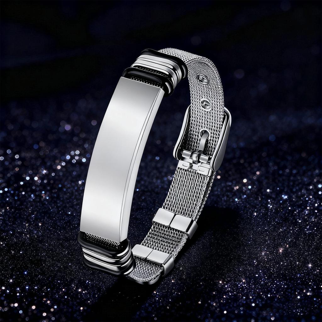 European and American New Mesh Belt Bracelet for Men, Adjustable LOGO Couple's Wrist Accessories, Boys' Bracelet