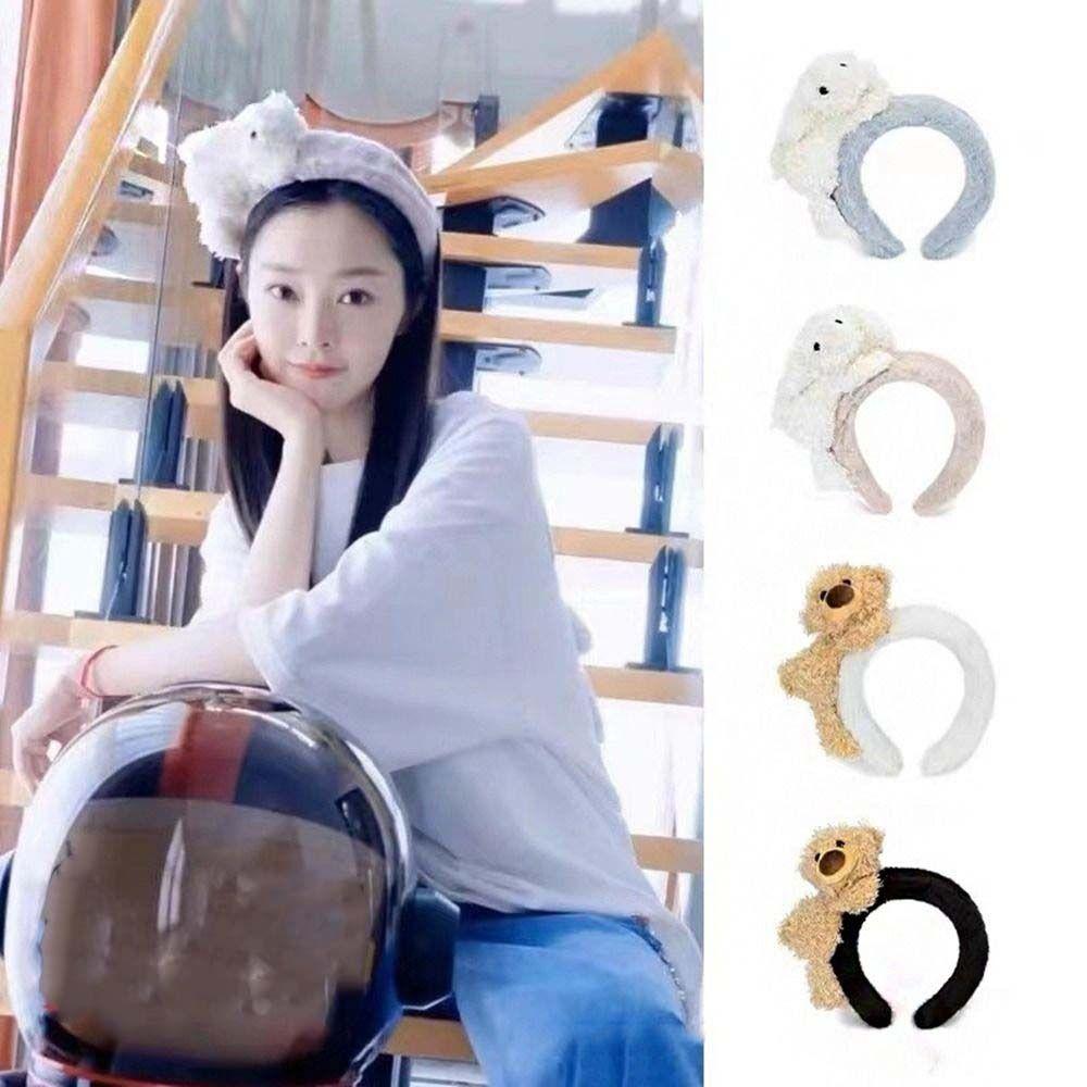 Headband Headwear Width Hair Hoop Cartoon Plush Headband Women Hair Accessories Wash Face Hair Band