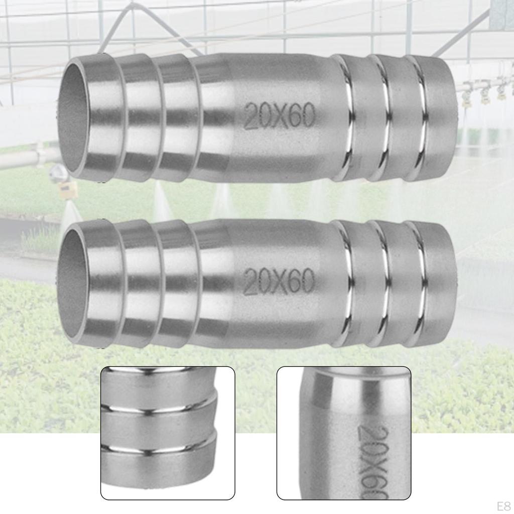 2 Pieces Barb Splicer Mender Hose Connector Barbed Straight Watertight Stainless Steel for Water