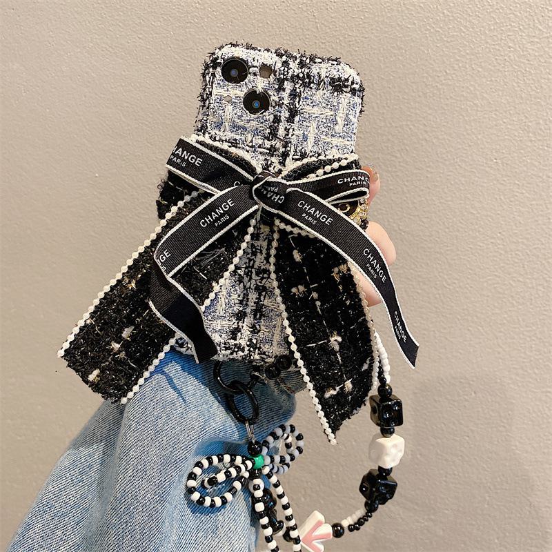 

Уютный плюшевый чехол для телефона Apple 15Promax с бантиком, цепочкой и опциями «сделай сам» для осени/зимы. Apple 12