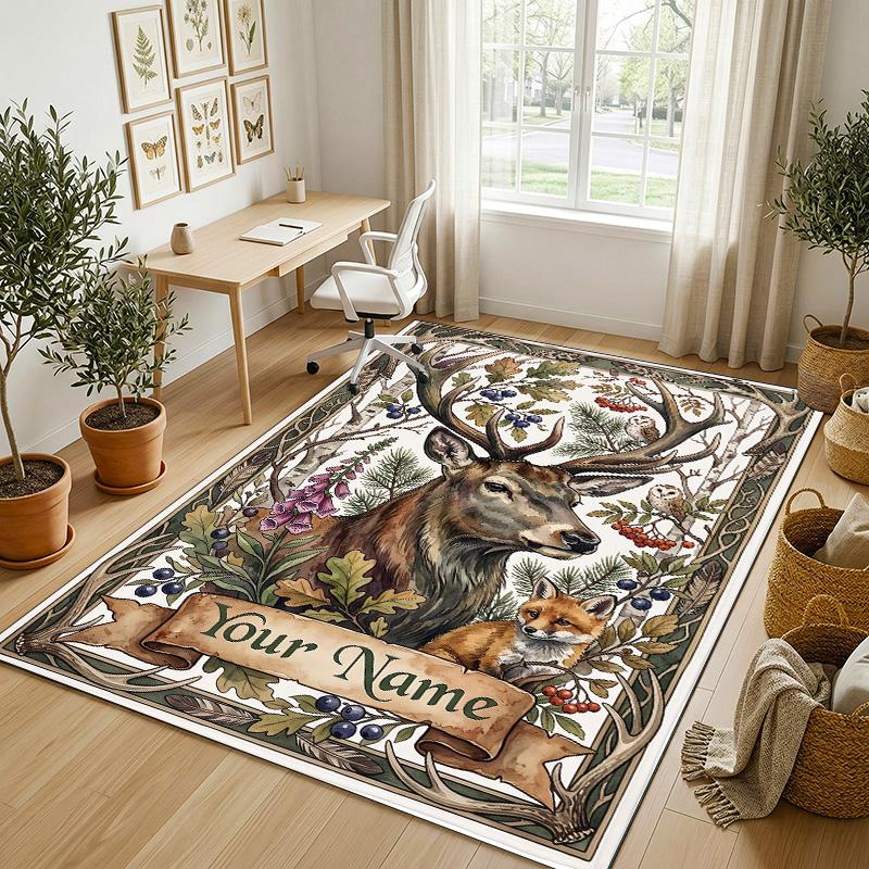 Winter Snowman Theme Soft Crystal Velvet Rug Custom Name & Text Print Non Slip Floor Rug for Bedroom Living Room