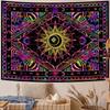 VIKAMA Bohemian Mandala Tapestry UV Reactive Psychedelic Sun Wall Hanging for Bedroom Dorm Yoga Room Decor