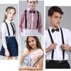Unisex Bow Tie & Suspenders Set, 3 Clips Adjustable Elastic Braces for Casual & Formal Occasions