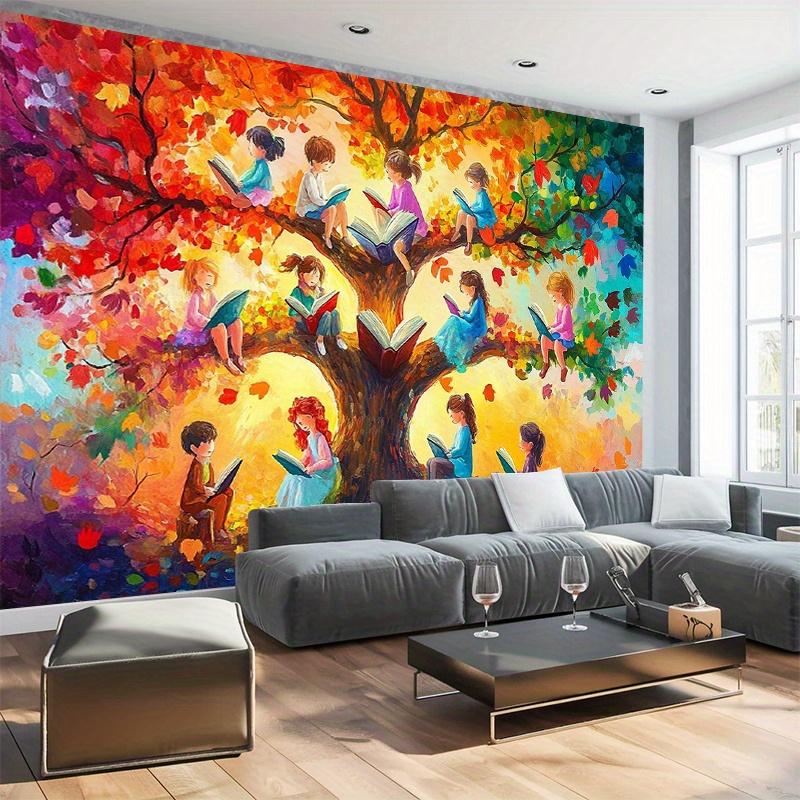2D plane 1 piece of autumn reading tree party banner suitable for family room and seasonal party background