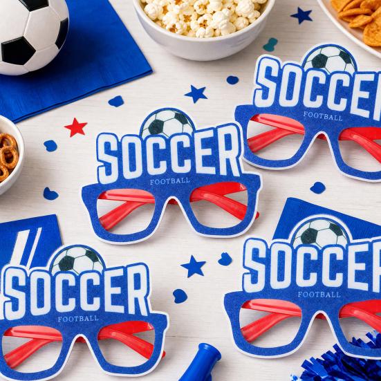 Football Glasses, Soccer Themed Decorative Glasses, Lightweight Paper Frame Party Props, for Fan Gatherings And Team Building