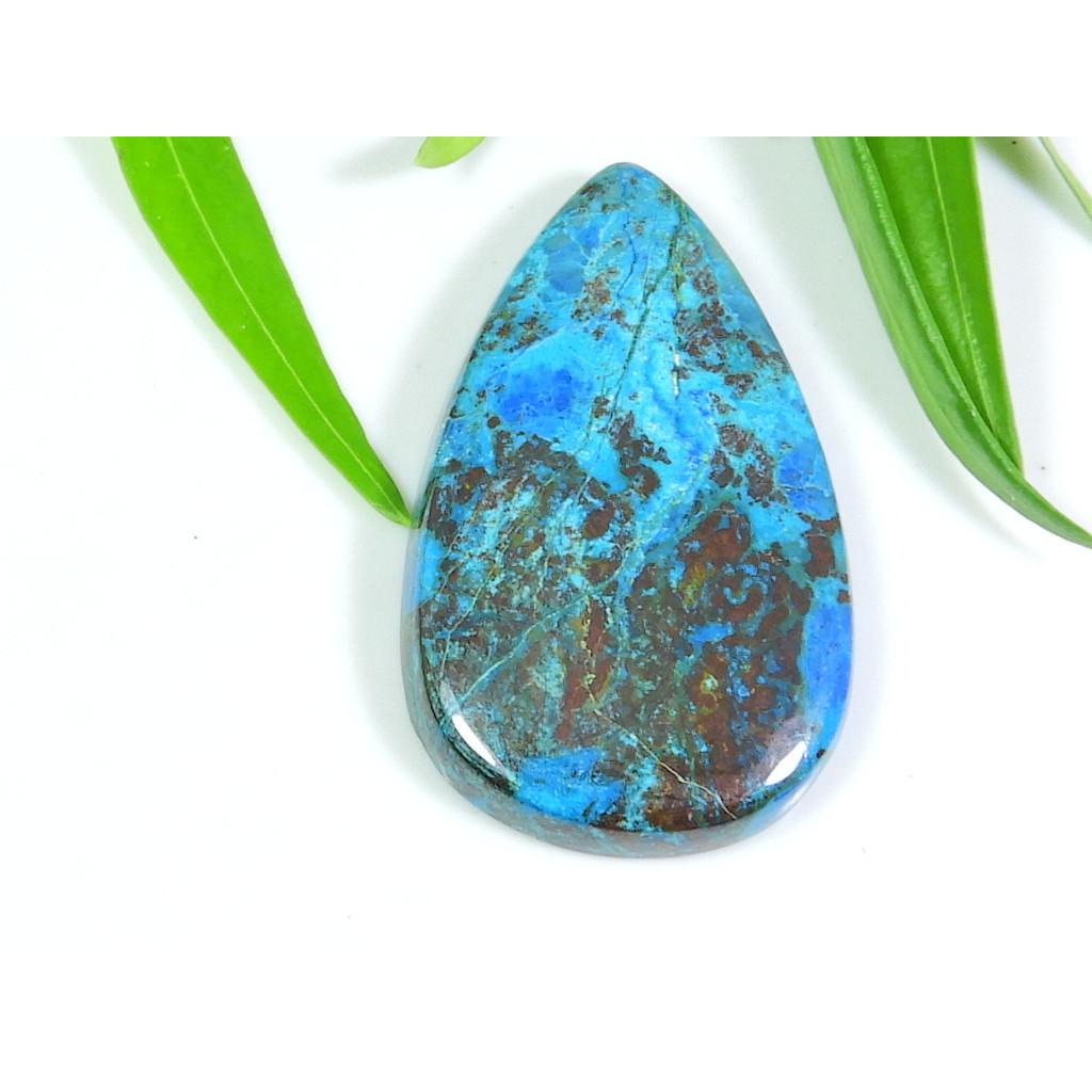 38Cts. AA++ Natural Azurite Crystal Pear Cabochon Loose Gemstone 22X38X05 MM SK-602