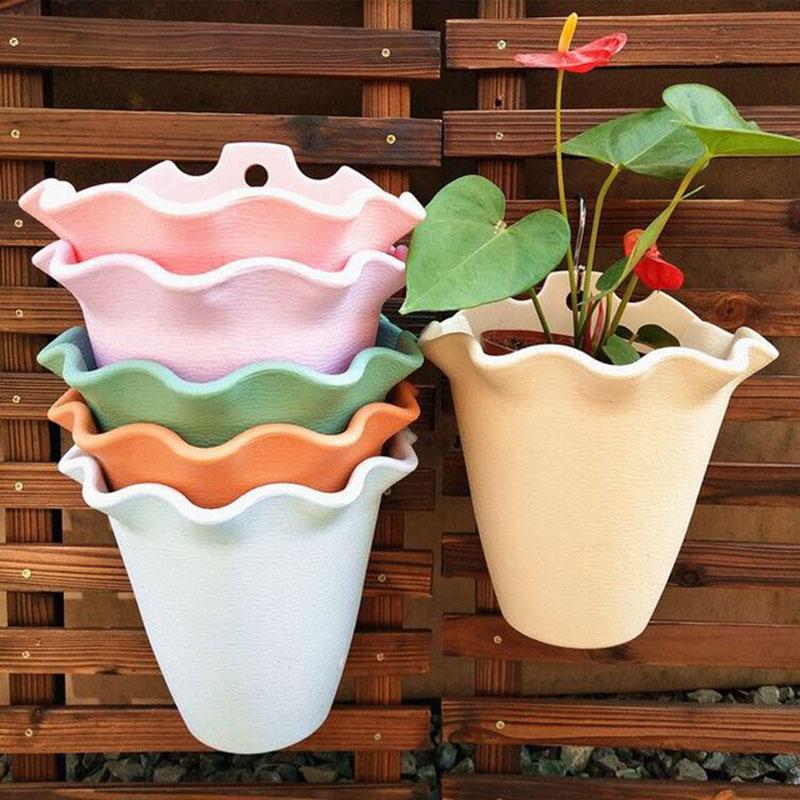 New Wall Hanging Planter Plastic Convenience Wall Mount Flowerpot Plants Container Basket Pot For Indoor Outdoor Garden Supplies