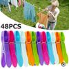 48Pcs Clothes Pegs for Washing Line Strong Grip Washing Pegs Clothespin Soft Plastic Clothes Clips Home Laundry Pegs Windproof