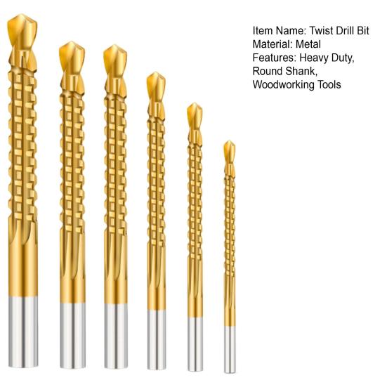 6 bucăți 3/4/5/6/6.5/8MM burghie elicoidale cobalt cu tijă rotundă rezistentă din oțel inoxidabil metal dur, aluminiu, plastic, burghie pentru tăiere unelte pentru prelucrarea lemnului